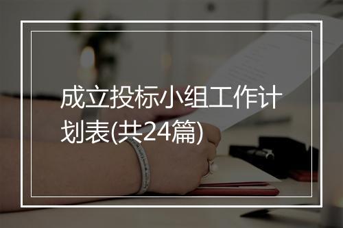 成立投标小组工作计划表(共24篇)