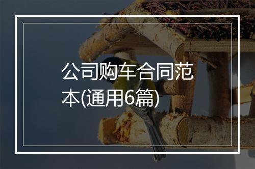 公司购车合同范本(通用6篇)