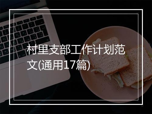 村里支部工作计划范文(通用17篇)