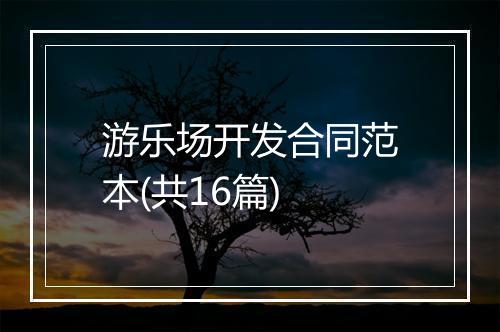游乐场开发合同范本(共16篇)