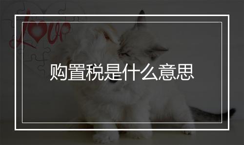 购置税是什么意思