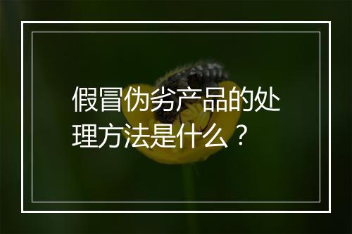 假冒伪劣产品的处理方法是什么？