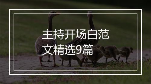 主持开场白范文精选9篇