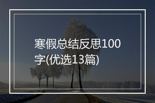寒假总结反思100字(优选13篇)