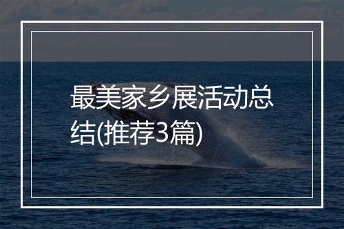 最美家乡展活动总结(推荐3篇)