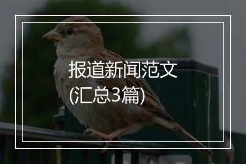 报道新闻范文(汇总3篇)