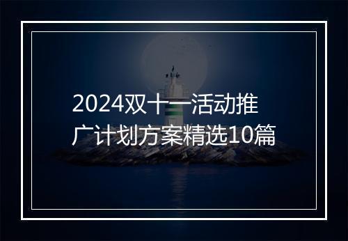 2024双十一活动推广计划方案精选10篇