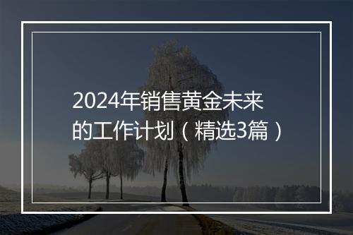 2024年销售黄金未来的工作计划（精选3篇）