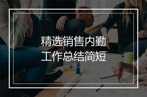 精选销售内勤工作总结简短