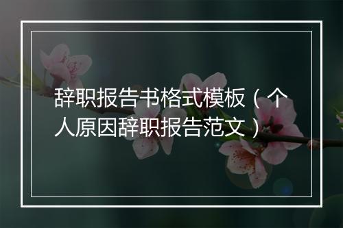 辞职报告书格式模板（个人原因辞职报告范文）