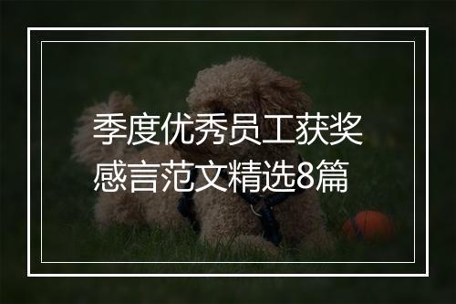 季度优秀员工获奖感言范文精选8篇