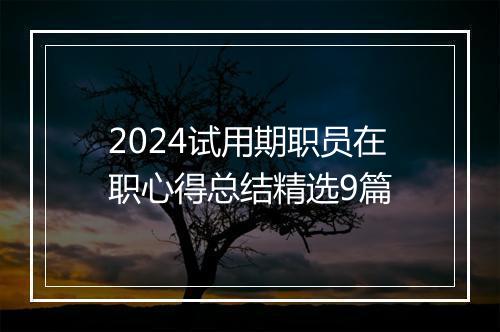 2024试用期职员在职心得总结精选9篇