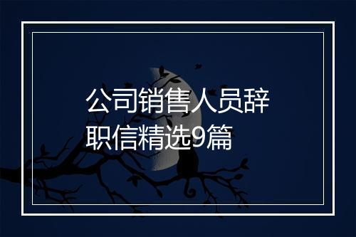 公司销售人员辞职信精选9篇