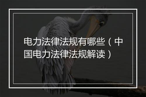 电力法律法规有哪些（中国电力法律法规解读）