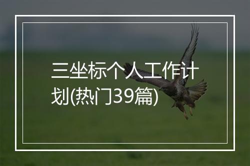 三坐标个人工作计划(热门39篇)
