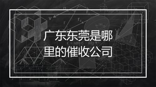 广东东莞是哪里的催收公司