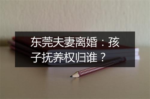 东莞夫妻离婚：孩子抚养权归谁？