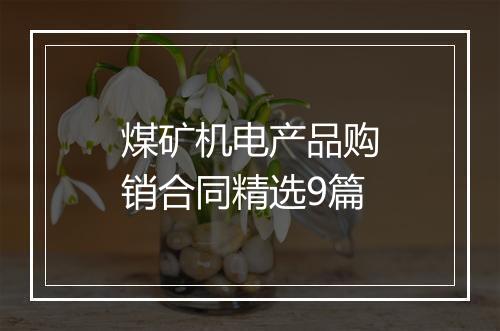 煤矿机电产品购销合同精选9篇