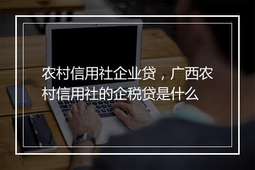 农村信用社企业贷，广西农村信用社的企税贷是什么