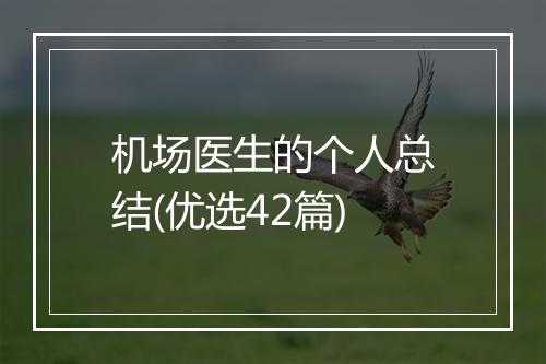 机场医生的个人总结(优选42篇)