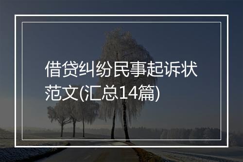 借贷纠纷民事起诉状范文(汇总14篇)