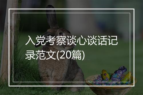 入党考察谈心谈话记录范文(20篇)