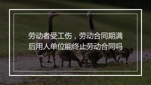 劳动者受工伤，劳动合同期满后用人单位能终止劳动合同吗