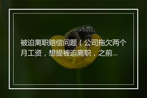 被迫离职赔偿问题（公司拖欠两个月工资，想提被迫离职，之前签的三方协议，离职还要拖工资需要怎么办呢）