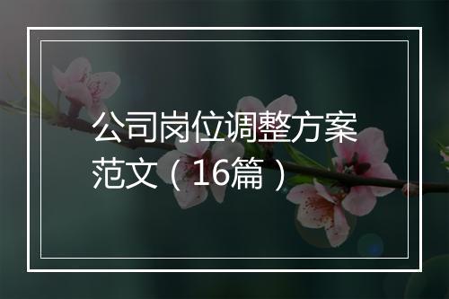 公司岗位调整方案范文（16篇）