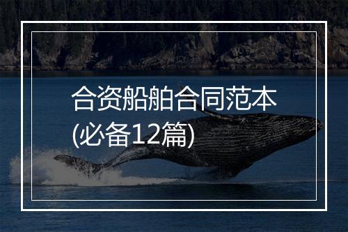 合资船舶合同范本(必备12篇)