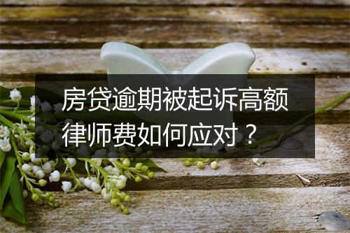 房贷逾期被起诉高额律师费如何应对？