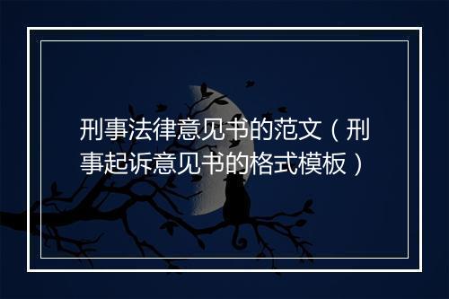 刑事法律意见书的范文（刑事起诉意见书的格式模板）