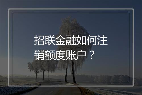 招联金融如何注销额度账户？