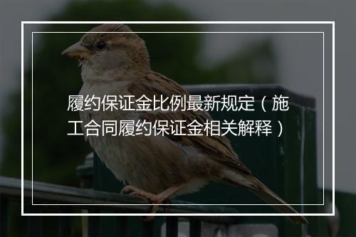 履约保证金比例最新规定（施工合同履约保证金相关解释）