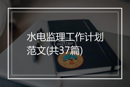 水电监理工作计划范文(共37篇)