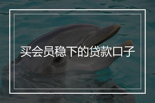 买会员稳下的贷款口子
