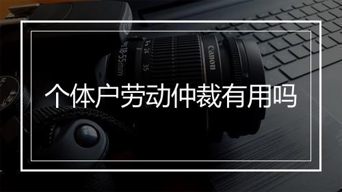 个体户劳动仲裁有用吗
