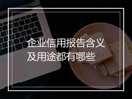企业信用报告含义及用途都有哪些