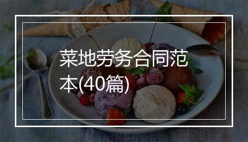 菜地劳务合同范本(40篇)