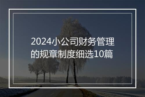 2024小公司财务管理的规章制度细选10篇
