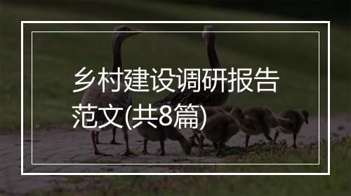 乡村建设调研报告范文(共8篇)