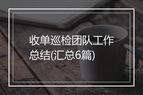 收单巡检团队工作总结(汇总6篇)