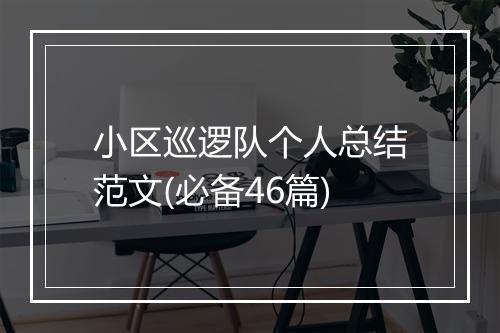 小区巡逻队个人总结范文(必备46篇)