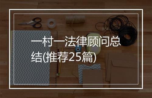 一村一法律顾问总结(推荐25篇)