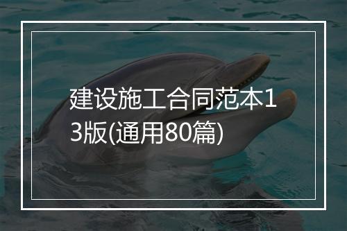 建设施工合同范本13版(通用80篇)
