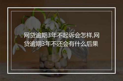 网贷逾期3年不起诉会怎样,网贷逾期3年不还会有什么后果