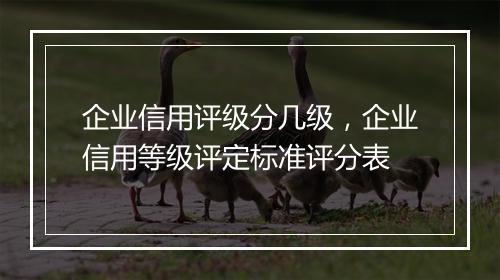 企业信用评级分几级，企业信用等级评定标准评分表