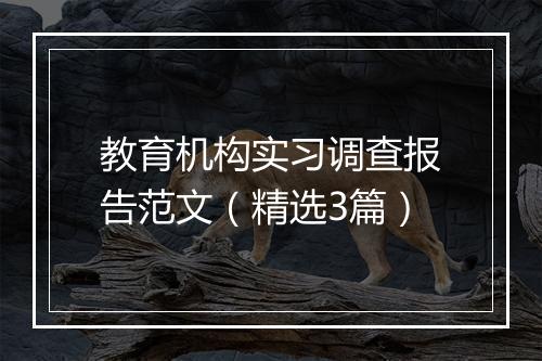 教育机构实习调查报告范文（精选3篇）