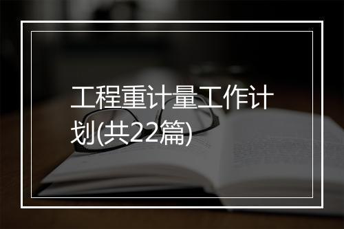 工程重计量工作计划(共22篇)