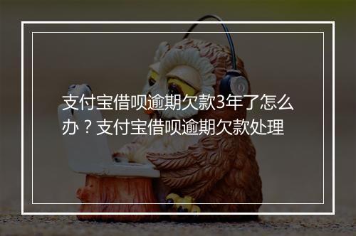 支付宝借呗逾期欠款3年了怎么办？支付宝借呗逾期欠款处理